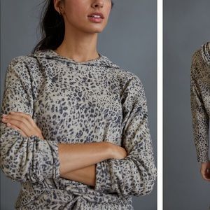 NWT Anthropologie Sundry Cozy Leopard Hoodie